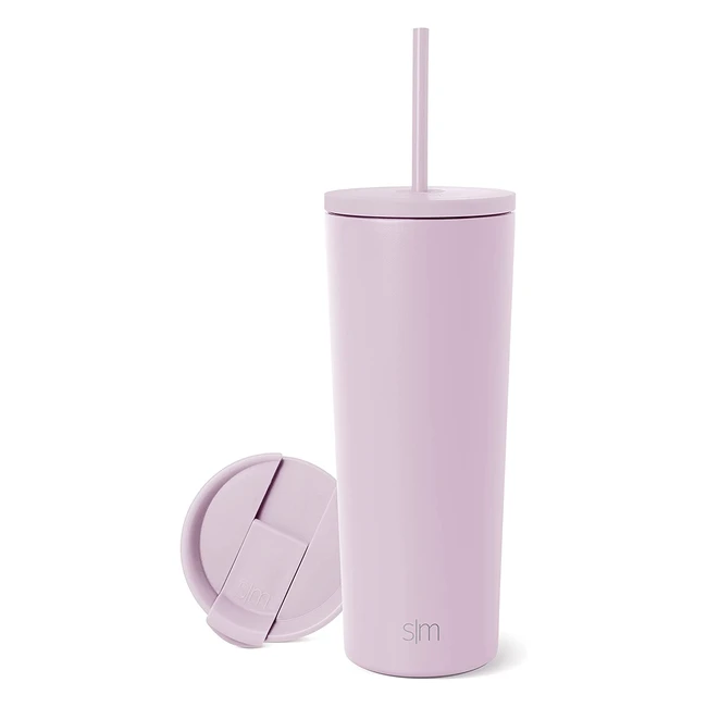 Simple Modern 24oz Insulated Tumbler - Stainless Steel Cup with Straw and Lid for Hot and Cold Beverages - Lavender Mist