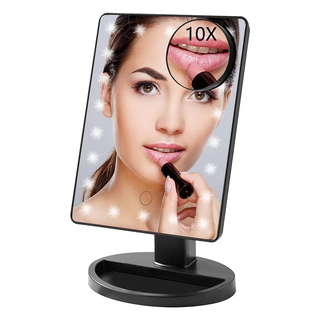 Specchio Trucco Geruike con Ingrandimento 10x e Luce LED - Design Rotabile 180°