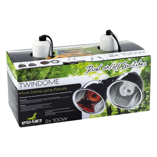 Soporte de Lmpara Doble Reptiles Planet Twindome 14 x H 16 cm