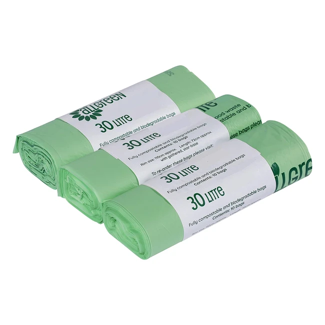 Bolsas de Basura Biodegradables y Compostables AllGreen - 30L 30 Unidades