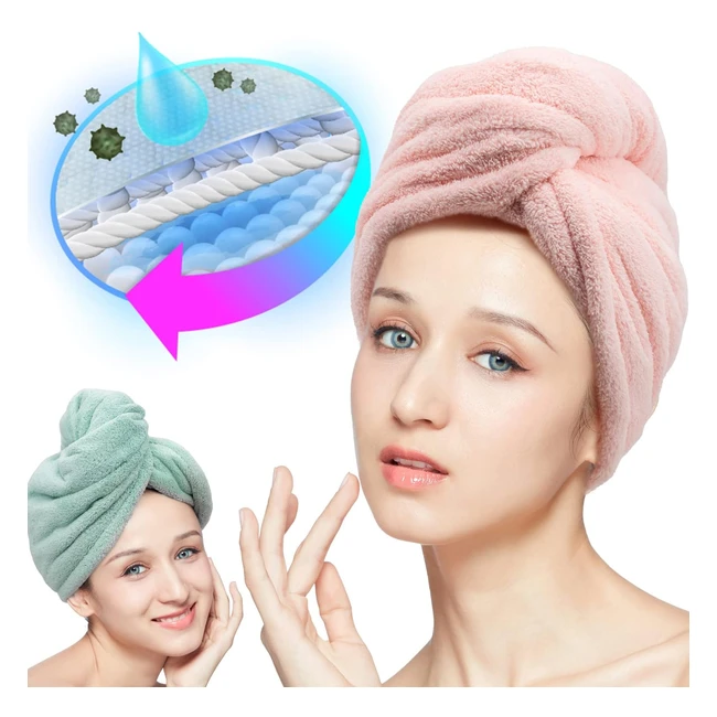 Turbante Asciugacapelli Microfibra Super Assorbente - Rosa e Verde
