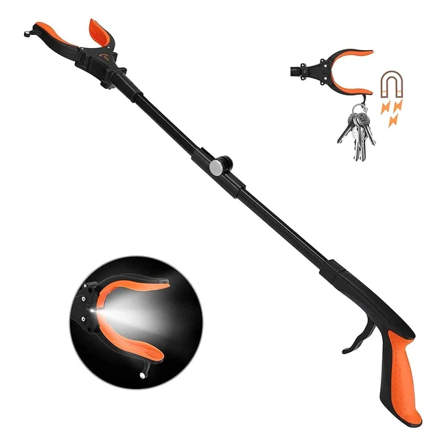 Kekoy Extendable Grabber Reacher Tool with Headlight - 32 Inch Foldable Heavy-
