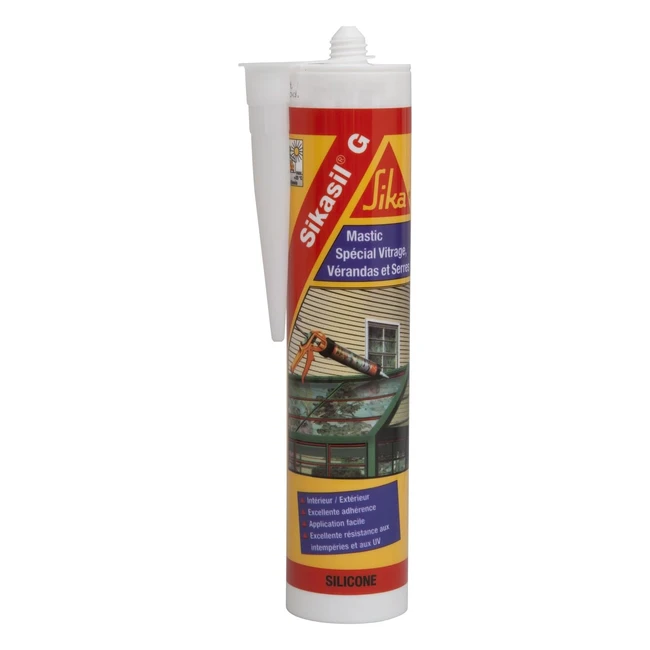 Sikasil G Transparent Mastic Silicone Spécial Joints de Vitrage - Vérandas, Serres et Carrelage - Intérieur/Extérieur - 300ml