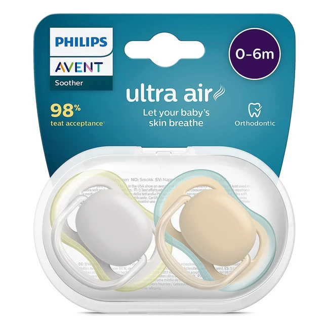 Philips Avent Ultra Air Pacifier - BPA-Free Dummy for Babies 0-6 Months - Model SCF08515