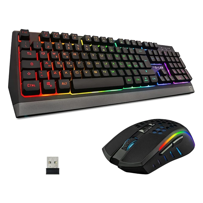 Glab Combo Tungsten Backlit Wireless Gaming Keyboard and Mouse Set - UK QWERTY - 2400 DPI - PC/PS4/PS5/Xbox - New