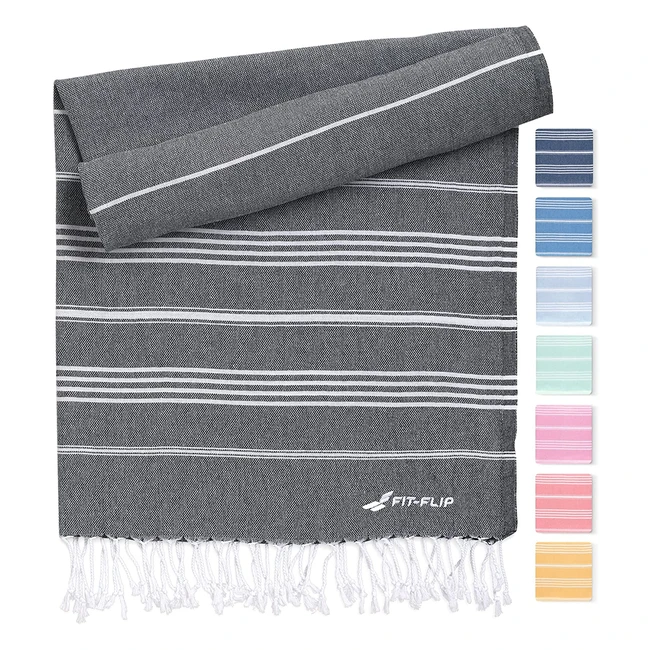 fitflip Hamamtuch aus 100% recycelter Baumwolle, nachhaltig und natürlich, Saunatuch Strandtuch Duschtuch Badetuch Yogatuch - Anthrazit, 100x200cm