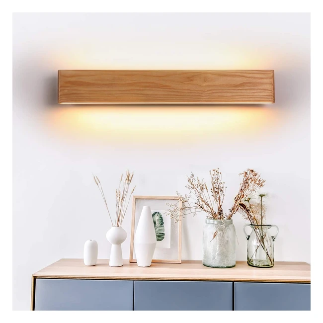Applique murale LED en bois massif - Lampe créative pour chambre d'enfant, salle de bains, escalier - 52cm
