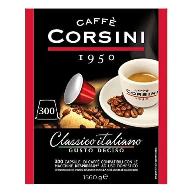 Caffè Corsini Classico Italiano - Capsule Compatibili Nespresso - Gusto Forte e Deciso - Confezione 300 Capsule