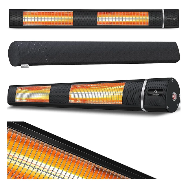 Chauffage infrarouge 3 000W Kesser IRGastroBar avec housse de protection - Radiateur mural