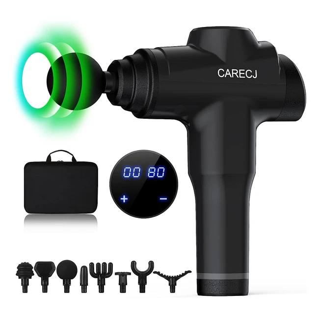 Massagepistole CareCJ elektrisches Massagegert 9600 Umin 8 Massagekpfe 3