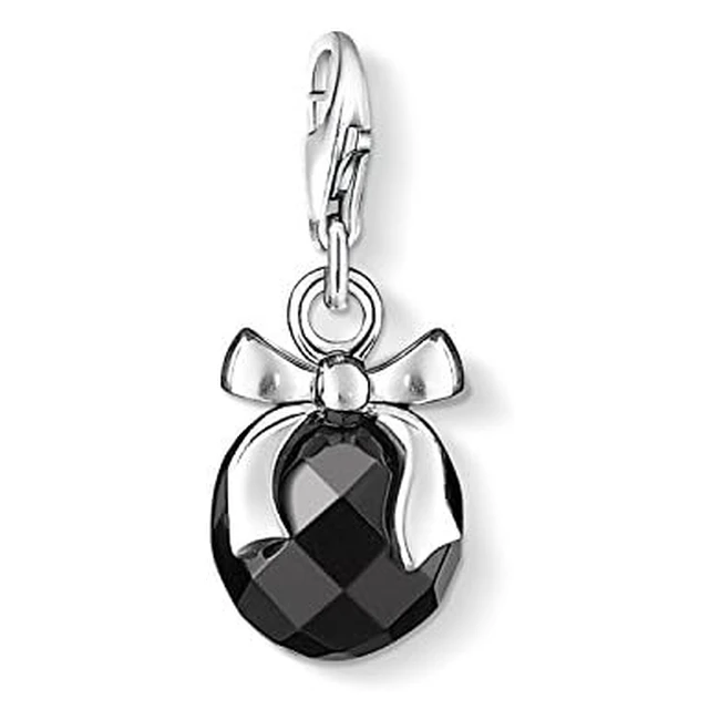 Thomas Sabo Women Charm Pendant Bow Black Stone 925 Sterling Silver
