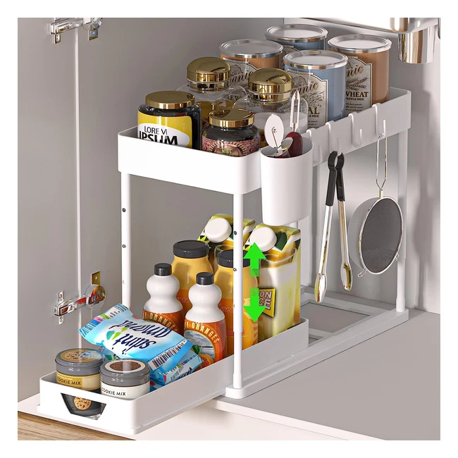 Organizer sottolavello cucina Hi Ninger 2 livelli con ganci e tappetini antiscivolo