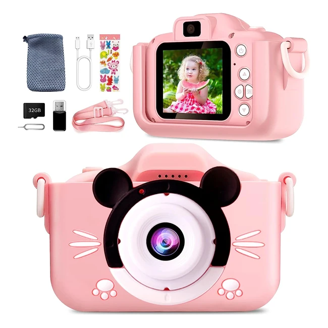 Appareil photo enfant rechargeable 32G HD 1080P rose