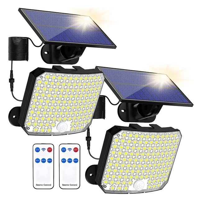 Solar Lights Outdoor - Solar Security Light with Motion Sensor - 118 LED - IP65 Waterproof - 2 Pack