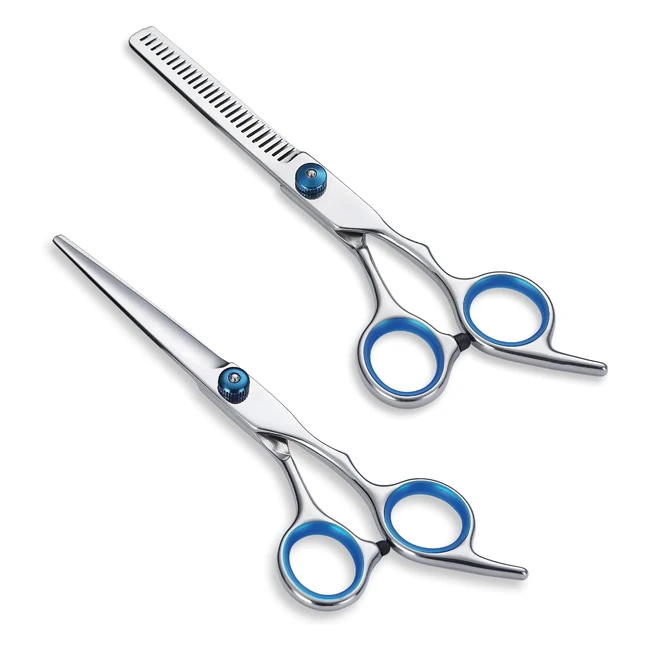 KyraTon Hair Cutting Scissors Shears 2 Pieces - Professional Hair Thinning Scissors with Cutting Teeth - Premium Shears for Salon and Home