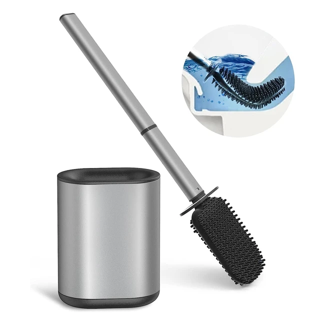 Escobilla de Baño Homeasy Silicona Adhesivo WC Acero Inoxidable - Limpieza Profunda