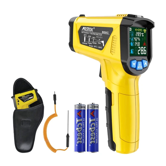 Mestek Laser Digital Thermometer - Accurate Noncontact Temperature Gun with K Probe - 58147250800