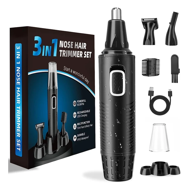 USB wiederaufladbarer Nasenhaartrimmer 3-in-1 Set - Professioneller schmerzfreier Haarschneider für Männer und Frauen