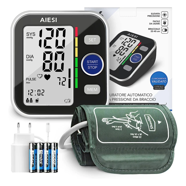 Misuratore Pressione Sanguigna Braccio Aiesi A6 - 120 Memorie - Garanzia Italia 24 Mesi