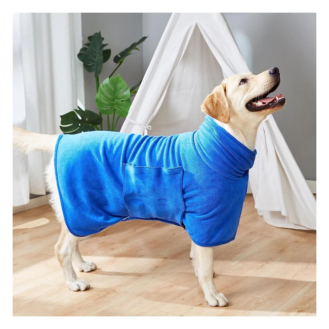 Zorela Dog Drying Coat Towel Robe - Super Absorbent, Fast Drying, Adjustable Collar - 400gsm Microfibre