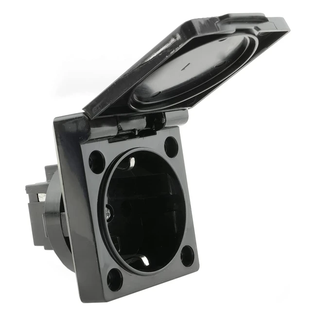 bematik ME072 IP44 Recessed Schuko Socket Base with Black Cap - Ground Plug - 3680W - 16A250V