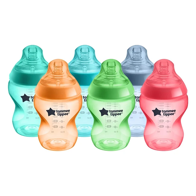 Biberons Tommee Tippee Closer to Nature TTine Imitant Sein Maternel 260ml - Lot de 6 Fiesta Multicolore