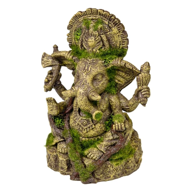 Rosewood Polyresin Moss Covered Ganesha Aquarium Ornament - High Quality & Stunning Detail