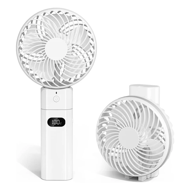 Portable Handheld Fan USB Rechargeable 5200mAh - Powerful Airflow, 5 Speeds