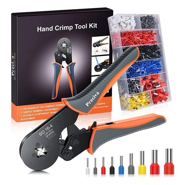 Preciva Bootlace Ferrule Crimping Tool 00816mmAWG 285 with 1200pcs Ferrules