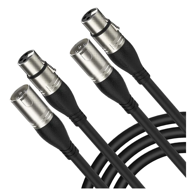 Nuosiya XLR Cable 1m 2 Pack Balanced XLR Microphone Cable 3 Pin XLR Male to Female Extender Cord