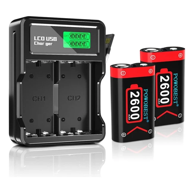Powobest 2x 2600mAh Rechargeable Battery Pack for Xbox Series XS One One S Co