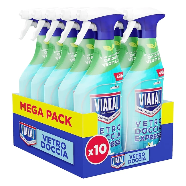 Viakal Vetro Doccia Express Spray Anticalcare 750ml - Elimina fino al 100% di calcare e residui di sapone - Tecnologia antigoccia
