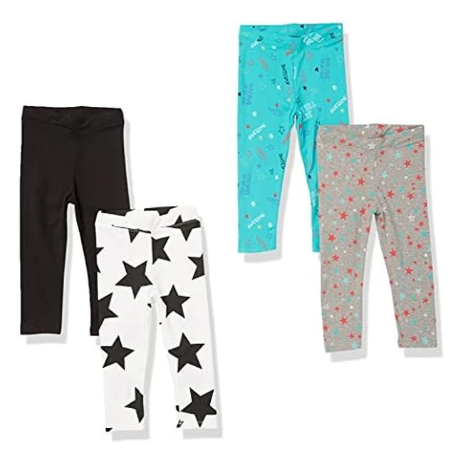 Leggings Amazon Essentials Spotted Zebra Nia Pack de 4 Blanco/Gris/Negro 8 años
