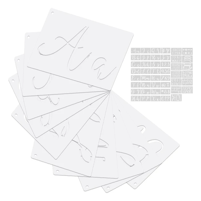 Stencil Alfabeto Plastica Decorativa - 45 Pezzi - Riutilizzabile per Bambini DIY Planner Scrapbook