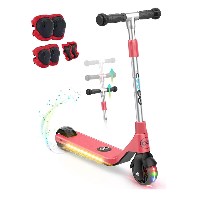 Gyroor H30 Kids Electric Scooter - LED Lights, Adjustable Handlebar - Fun and Safe Ride for Boys and Girls (Ages 6-12) - Speed Control - Durable Silicone Grips