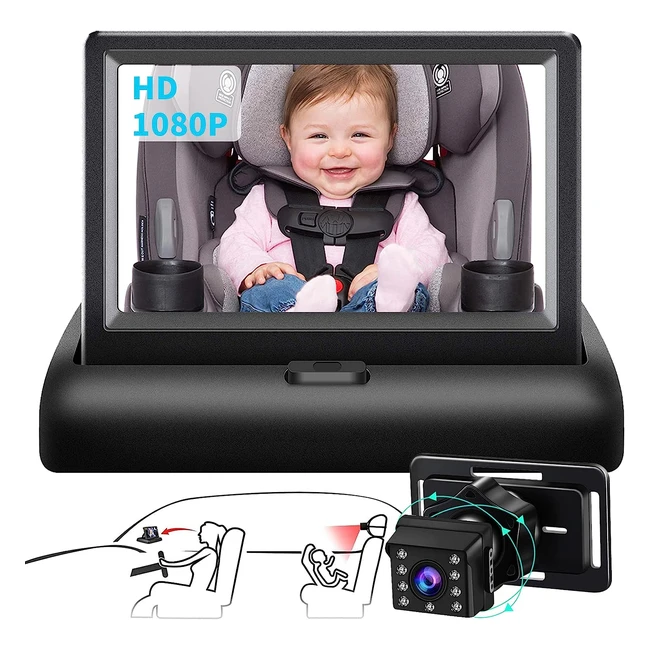 Cuplu Baby Car Mirror Camera - Night Vision HD Display Adjustable Wide View
