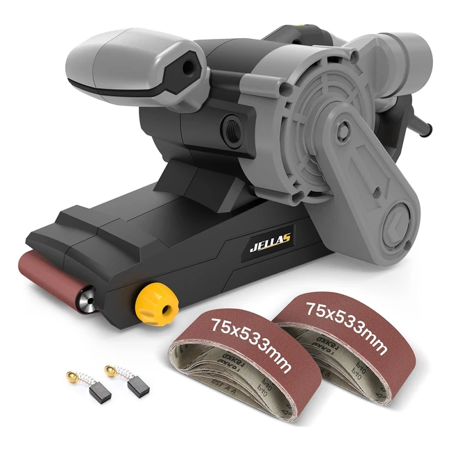 Lijadora de Banda Jellas 1000W - 6 Velocidades - 12 Lijas - Cable 3m