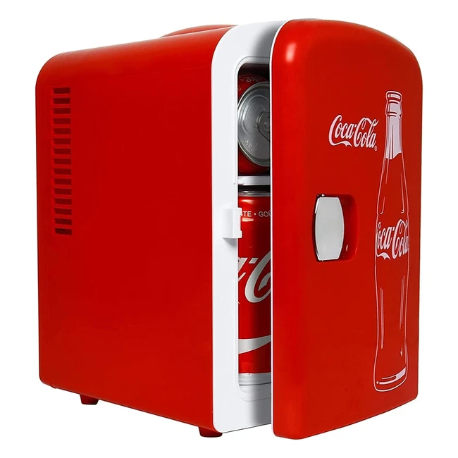 Coca Cola Classic 4L Mini Fridge - Portable Cooler for Food & Beverages - Ideal for Home, Office, Dorm, Car - Red