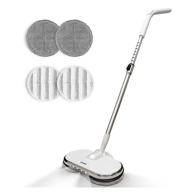 Balai électrique sans fil Alfabot WS24 - Balai vadrouille électrique rotatif avec pulvérisateur et phare LED - Léger et rechargeable pour les sols en bois dur, carreaux et stratifiés