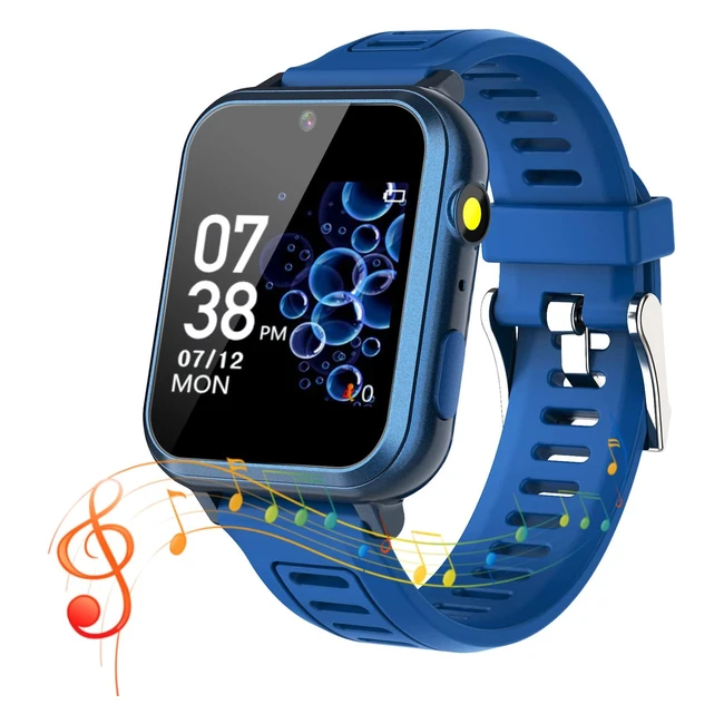 Montre Intelligente Enfants Kids Smartwatch - 24 Jeux - Lampe de Poche - Podomètre - Appareil Photo - Cadeau d'Anniversaire - Bleu Marine