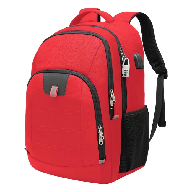 Della Gao Laptop Backpack - Extra Large, USB Charging Port, Water Resistant - Fits 17 Inch Laptops - Red