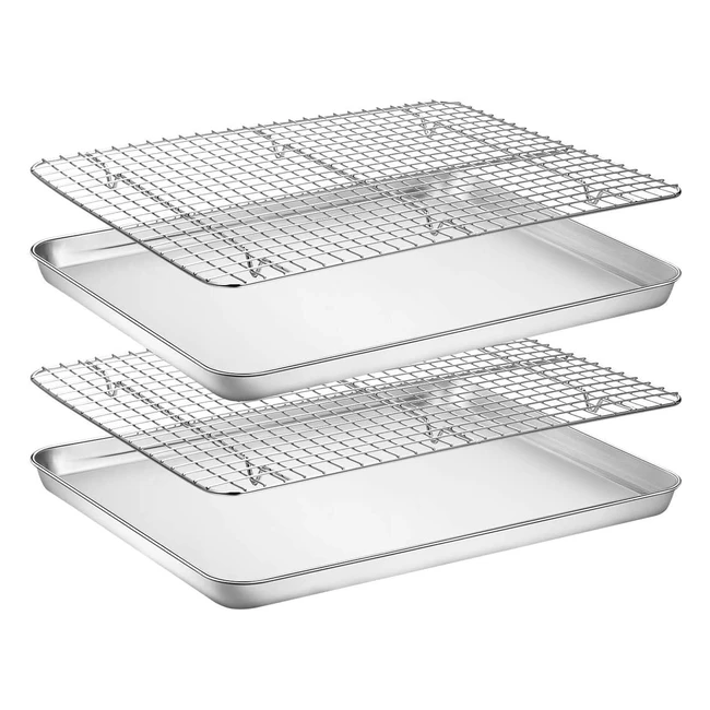 Umiten Baking Sheet Rack - Stainless Steel Cookie Pan with Cooling Rack - Non-Toxic Heavy Duty - Easy Clean