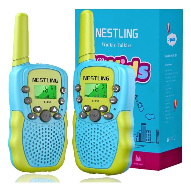 Walkie Talkie Bambini Giocattoli 8 Canali Radio Giocattolo a 2 Vie con Torcia LCD Retroilluminata - Blu