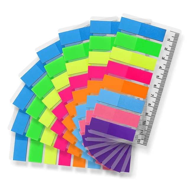 Segnapagina colorati Vicloon 1280 pezzi - Etichette scrivibili con strumento di misurazione