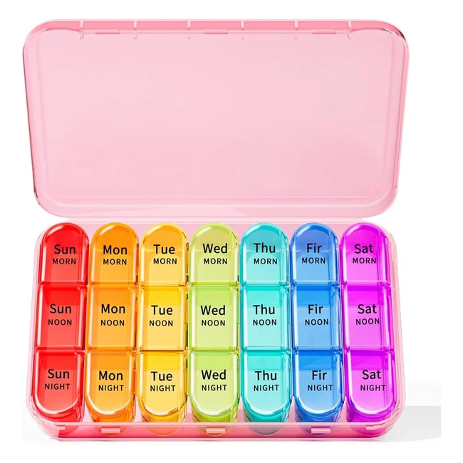 Zoolion Weekly Pill Box - 7 Day - 3 Times a Day - Large Compartments - Portable Travel Organizer
