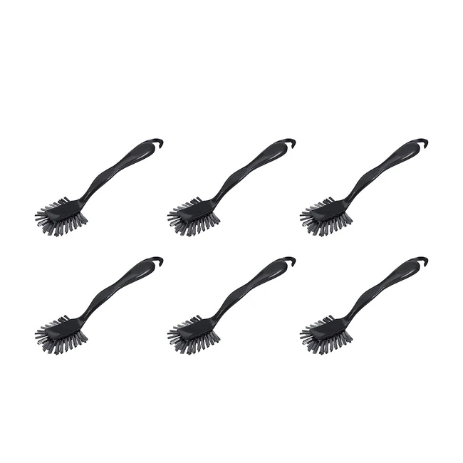 AmazonCommercial LF2966P Dish Brush 6-Pack - Durable Fiber Bristles - Built-in Scraper - Ideal for Tough Scrubbing