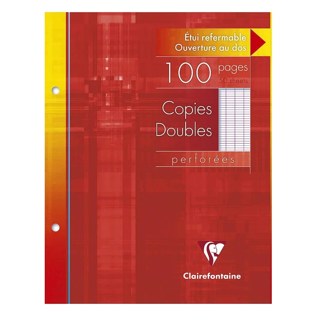 Clairefontaine Ref 4421C Double Sheets - 50 Sheets, 17x22cm, 2-Hole Punched, 90gsm Brushed Vellum Paper