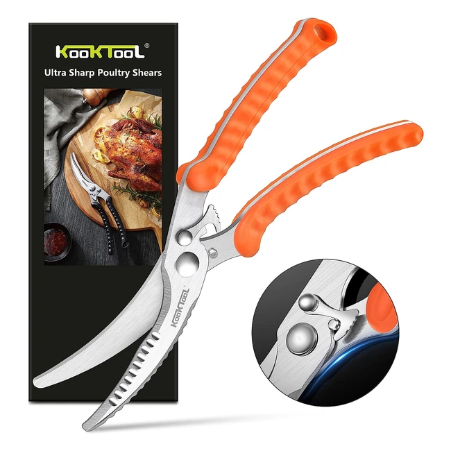 Kooktool Kitchen Scissors - Heavy Duty Stainless Steel Poultry Shears - Total Le