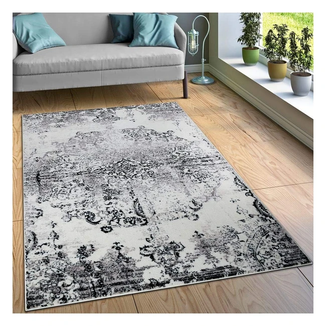 Tapis Salon Vintage Noir Blanc 60x100 cm - Paco Home