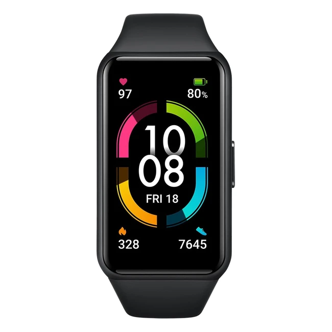 Honor Band 6 - Montre connectée homme femme enfant - Fréquence cardiaque et podomètre - Étanche IP68 - Sports running - Noir